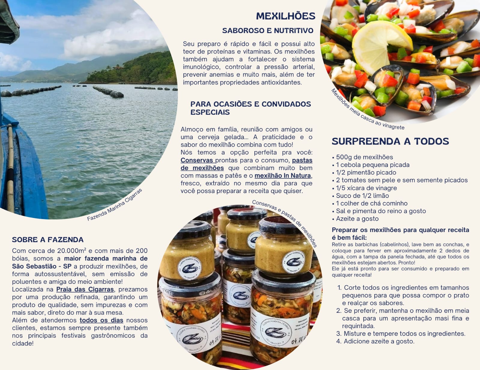 Mexilhão em conserva de vidro, produto da Fazenda Marinha da Cigarras